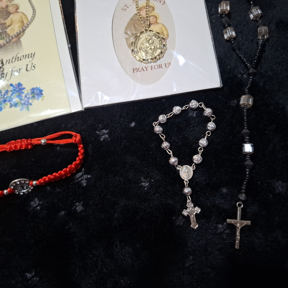 ✝️Religious Bundle Prayer Rosary Necklaces St Anthony Crucifix Jesus Cross - Picture 13 of 16